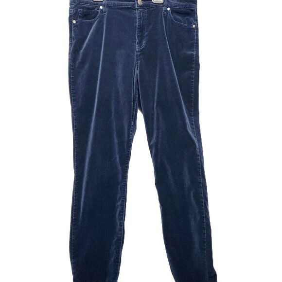 Women's Blue Stretch Velvet Straight Leg Pant Size 12 Witchy Whimisgoth - Picture 1 of 9